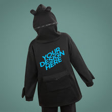 Lade das Bild in den Galerie-Viewer, Doppelseitiger Druck Winter Warmes Frosch Hoodie Kapuzenpullover mit großer Tasche für Mädchen Frauen mit Foto Muster Text selbst gestalten und bedrucken