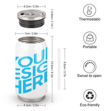 Lade das Bild in den Galerie-Viewer, Vollprint Cola Cup Becher Thermobecher aus Edelstahl 304 mit Deckel und Strohhalm 300ml / 500ml mit Foto Muster Text Logo selbst gestalten und bedrucken