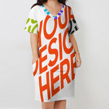 Lade das Bild in den Galerie-Viewer, Multi-Image-Druck Lockeres T-Shirt Kleid mit Taschen Frauen LQ Bis 5XL mit Fotos Muster Text Logo selbst gestalten und bedrucken