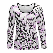 Lade das Bild in den Galerie-Viewer, Langarmshirt mit großem U-Ausschnitt NZ151 für Damen Frauen mit Foto selbst gestalten und bedrucken