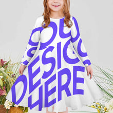 Lade das Bild in den Galerie-Viewer, Einzelbild-Design Mädchen Langarm Kleid CRQ mit Foto Design Motiv Text selbst gestalten und bedrucken