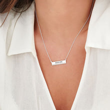 Lade das Bild in den Galerie-Viewer, Barren Halskette mit Anhänger aus 925 Sterling Silber X0012 mit Zirkonias mit 18K Gold Vergoldung / Rosévergoldung mit Namen Gravur selbst gestalten
