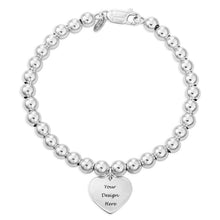 Lade das Bild in den Galerie-Viewer, Beads Armband mit personalisierten Tag Herz S0018 aus Sterlingsilber mit Gravur selbst gestalten