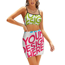 Lade das Bild in den Galerie-Viewer, Multi-Image-Design Casual Sommerrock 2-tlg mit Crop Top & Rock NZ018 mit Foto Design Motiv Text selbst gestalten und bedrucken