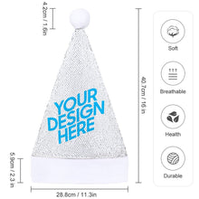 Lade das Bild in den Galerie-Viewer, Weihnachtsmütze Weihnachtshut mit Pailletten grün oder rot selbst gestalten und bedrucken