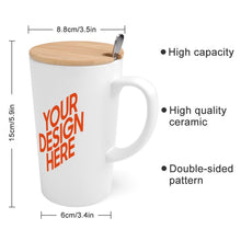 Lade das Bild in den Galerie-Viewer, Konischer Becher mit Bambusdeckel und Edelstahl Löffel individueller Druck selbst gestalten und bedrucken mit Ihren Fotos / Bildern oder Text