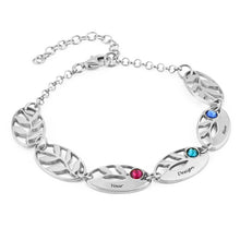 Lade das Bild in den Galerie-Viewer, Damen 925er Sterling Silber Blattarmband S0022 mit Gravur mit 18K Gold Roségold Vergoldung selbst gestalten