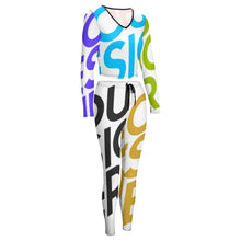 Lade das Bild in den Galerie-Viewer, Multi-Image-Druck Damen / Frauen V Ausschnitt Sweatshirt Set Sportanzüge Jogginganzug Hosen und Sport Crop Top 2 Stücke Bekleidungssets Yoga Outfit Freizeitanzug Sportswear NZ153 mit Fotos Muster Text Logo selbst gestalten und bedrucken
