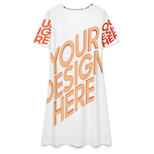 Lade das Bild in den Galerie-Viewer, Multi-Image-Design Damen / Frauen Shirtkleid Kurzarm Kleid Shirt Kleid F77Q mit Foto Design Motiv Text selbst gestalten und bedrucken