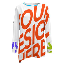 Lade das Bild in den Galerie-Viewer, Multi-Image-Druck Damen / Frauen Große Größen Unregelmäßiges Langarmshirt Pullover TSHIRT T-Shirt mit Fotos Muster Text Logo selbst gestalten und bedrucken