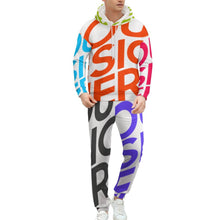 Lade das Bild in den Galerie-Viewer, Multi-Image-Druck Männer / Herren Full Print Kapuzenpullover Hoodie Set Trainingsanzug 2-tlg Streetwear Jogginganzug 4T03 mit Fotos Muster Text Logo selbst gestalten und bedrucken