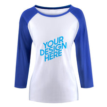 Lade das Bild in den Galerie-Viewer, Damen Raglan T-Shirt mit 3/4 Arm 100% Baumwolle selbst gestalten und bedrucken