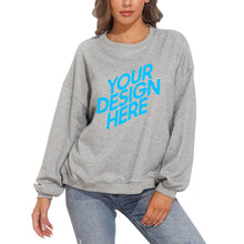 Lade das Bild in den Galerie-Viewer, 100% Baumwolle Rundhalspullover Sweatshirts mit Puffärmel Vorderdruck D-61 für Damen Frauen mit Foto selbst gestalten und bedrucken