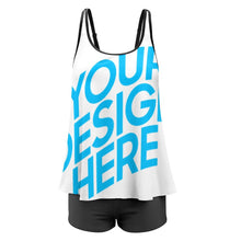 Lade das Bild in den Galerie-Viewer, Bauchweg Tankini mit Bügel 2-tgl. Set QZ6072 Badekleid Badeanzug mit geteiltem Rock für Damen / Frauen mit Foto selbst gestalten und bedrucken