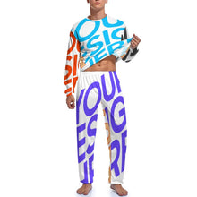 Lade das Bild in den Galerie-Viewer, Personalisierter Multi-Image-Druck Herren Schlafanzug Pajama JJ1201 in langer Form 2-tlg. mit Fotos Muster Text Logo selbst gestalten und bedrucken