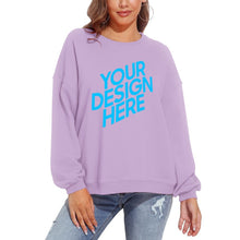 Lade das Bild in den Galerie-Viewer, 100% Baumwolle Rundhalspullover Sweatshirts mit Puffärmel Vorderdruck D-61 für Damen Frauen mit Foto selbst gestalten und bedrucken