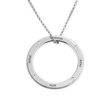 Lade das Bild in den Galerie-Viewer, Personalisierte ringförmige Familienkette X0059 mit Zirkonias mit Gravur in Sterling Silber mit 18K Gold Roségold Vergoldung Länge verstellbar selbst gestalten