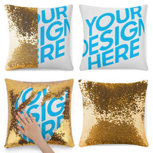 Lade das Bild in den Galerie-Viewer, Einseitiger Druck Glitzernde Pailetten Kuschelkissen Kissenhülle Kissenbezug 40cmx40cm - Farbwechsel - Bezug ohne Füllung mit Fotos Muster Text Logo selbst gestalten und bedrucken