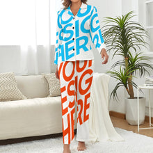 Lade das Bild in den Galerie-Viewer, Einzelbilddruck Damen / Frauen Schlafanzug Nachthemd DTZ Pyjama im Hemdblusenlook (1 tlg., 1 Stück) durchgeknöpft mit Fotos Muster Text Logo selbst gestalten und bedrucken