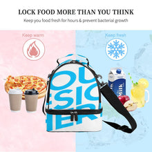 Lade das Bild in den Galerie-Viewer, Doppeldecker Kühltasche Lunchtasche mit Tragegriff mit Fotos Muster Text Logo selbst gestalten und bedrucken