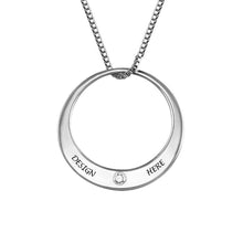 Lade das Bild in den Galerie-Viewer, Runde kreisförmige Halskette mit Zirkonias aus 18K vergoldetem / 18K Rosévergoldetem 925er Silber / Kupfer X0015 mit Namen Gravur selbst gestalten