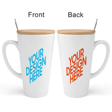 Lade das Bild in den Galerie-Viewer, Konischer Becher mit Bambusdeckel und Edelstahl Löffel individueller Druck selbst gestalten und bedrucken mit Ihren Fotos / Bildern oder Text