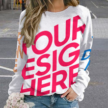 Lade das Bild in den Galerie-Viewer, Multi-Image-Druck Sweatershirt Raglan Shirt Rund-Ausschnitt Langarmshirt RH Damen / Frauen mit Fotos Muster Text Logo selbst gestalten und bedrucken