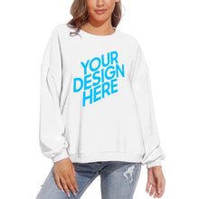 Lade das Bild in den Galerie-Viewer, 100% Baumwolle Rundhalspullover Sweatshirts mit Puffärmel Vorderdruck D-61 für Damen Frauen mit Foto selbst gestalten und bedrucken
