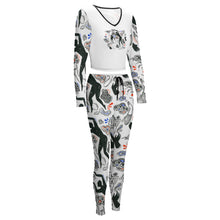 Lade das Bild in den Galerie-Viewer, Sportlicher Sweatshirtanzug mit V-Ausschnitt NZ153 für Damen Frauen mit Foto selbst gestalten und bedrucken