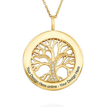 Lade das Bild in den Galerie-Viewer, Lebensbaumkette mit Zirkonias aus Gold- / Rosévergoldetes 925er Sterling Silber X0006 mit Namen Gravur selbst gestalten
