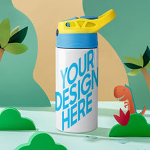 Lade das Bild in den Galerie-Viewer, Wasserbecher Trinkbecher Becher mit Deckel & Strohhalm für Kinder mit Fotos Muster Text Logo selbst gestalten und bedrucken