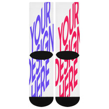 Lade das Bild in den Galerie-Viewer, Multi-Image-Design Socken lang Damen Herren mit Ihrem Design Motiv und Foto selbst gestalten und bedrucken (Zehen und Fersen schwarz)