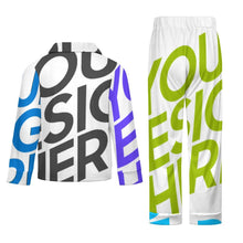 Lade das Bild in den Galerie-Viewer, Multi-Image-Design Jungen Mädchen Kinder Pyjama langarm Schlafanzug zum knöpfen 2 tlg. mit Foto Design Motiv Text selbst gestalten und bedrucken in Karo Optik mit Knopfleiste