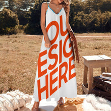 Lade das Bild in den Galerie-Viewer, Multi-Image-Design Allover-Druck Damen / Frauen Maxikleid Kleid lang mit verstellbarem Träger BDQ selbst gestalten und bedrucken
