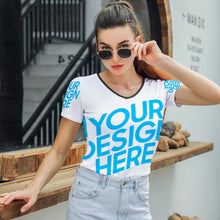 Lade das Bild in den Galerie-Viewer, Love Tee Short Sleeve Shirt V-Neck T-Shirt TSHIRT T01 - Damen / Frauen - selbst gestalten und bedrucken