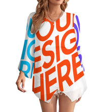 Lade das Bild in den Galerie-Viewer, Multi-Image-Druck Langarmshirt V-Ausschnitt Damen Bluse Lose Shirt NZ2205294 mit Fotos Muster Text Logo selbst gestalten und bedrucken