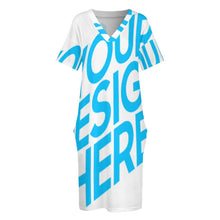 Lade das Bild in den Galerie-Viewer, Bis 5XL Einzelbilddruck Damen Lockeres TSHIRT T-Shirt Kleid mit Taschen LQ mit Fotos Muster Text Logo selbst gestalten und bedrucken