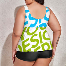 Lade das Bild in den Galerie-Viewer, Grosse Grössen Multi-Image-Druck Damen / Frauen Basic Bademode Tankinis Set Two-piece Swimsuit mit V-Ausschnitt QZ6065 mit Fotos Muster Text Logo selbst gestalten und bedrucken