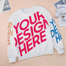 Lade das Bild in den Galerie-Viewer, Multi-Image-Druck Sweatershirt Raglan Shirt Rund-Ausschnitt Langarmshirt RH Damen / Frauen mit Fotos Muster Text Logo selbst gestalten und bedrucken