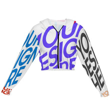 Lade das Bild in den Galerie-Viewer, Multi-Image-Design Kapuzenjacke Kapuzensweatshirt Crop Top mit Kordelzug MSYX94 mit Foto Design Motiv Text selbst gestalten und bedrucken (Simple Design)