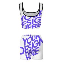 Lade das Bild in den Galerie-Viewer, Einzelbild-Design Damen Yoga Trainingsanzug Set 2-tlg mit Crop Top und Short YJ052 mit Foto Design Motiv Text selbst gestalten und bedrucken
