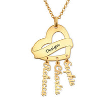 Lade das Bild in den Galerie-Viewer, Personalisierte Herz Charm Anhänger Halskette mit Namen nach Wünsch X0036 in 925 Sterling Silber mit 18K Gold / Roségold Vergoldung Länge verstellbar selbst gestalten