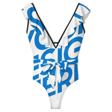 Lade das Bild in den Galerie-Viewer, 2024 NEW Einzelbild-Design Bademode Damen Sexy Einteiliger Badeanzug Strandbadeanzug V Ausschnitt SDS2003 mit Rüschenbesatz mit Foto Design Motiv Text selbst gestalten und bedrucken