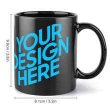 Lade das Bild in den Galerie-Viewer, Beidseitiger Druck / konsistentes Muster Schwarze Mug Tasse mit Fotos Muster Text Logo selbst gestalten und bedrucken