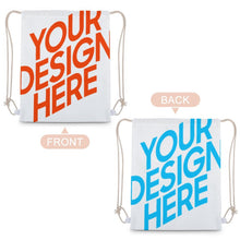 Lade das Bild in den Galerie-Viewer, Jutebeutel Segeltuch Canvas Kordelzugbeutel Kordeltasche Rucksack mit Kordelzug (Auf beiden Seiten verschiedene Bilder drucken) mit Fotos Muster Text Logo selbst gestalten und bedrucken