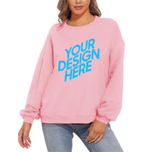 Lade das Bild in den Galerie-Viewer, 100% Baumwolle Rundhalspullover Sweatshirts mit Puffärmel Vorderdruck D-61 für Damen Frauen mit Foto selbst gestalten und bedrucken