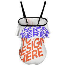 Lade das Bild in den Galerie-Viewer, Multi-Image-Design Kinder Mädchen Schulterfreier Badeanzug mit Rüschen Bademode NT045 mit Foto Design Motiv Text selbst gestalten und bedrucken