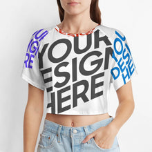 Lade das Bild in den Galerie-Viewer, Damen / Frauen Multi-Image-Design Basic T Shirt Crop Top NT29 mit Ihrem Design Motiv Foto Text selbst gestalten und bedrucken