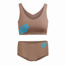 Lade das Bild in den Galerie-Viewer, Personalisierte nahtlose Bustier Bralette BH Set mit Panty (2-tlg) mit Fotos Muster Text Logo selbst gestalten und bedrucken