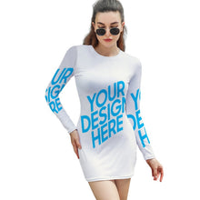 Lade das Bild in den Galerie-Viewer, Langarmkleid, enges Kleid T10 für Damen Frauen mit Foto Text selbst gestalten und bedrucken